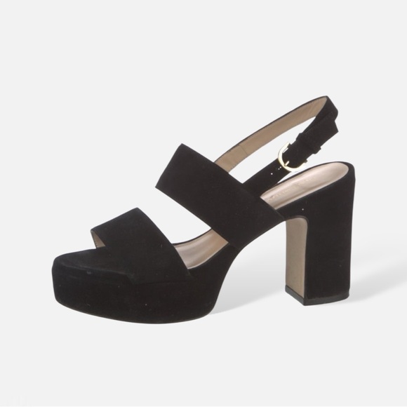 Stuart Weitzman Black Suede Platform Sandal Heels